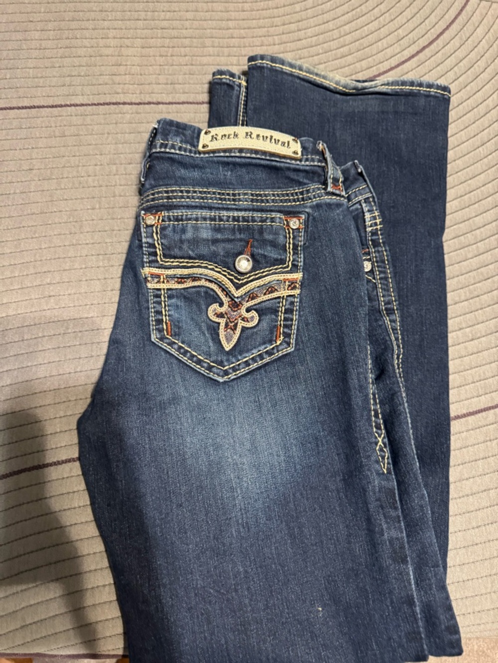 Rock Revival Women's Dark Blue Embroidered Bootcut Jeans